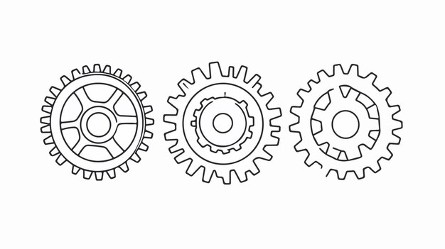 Mechanism System Gears Cog Wheel Icon Line Design