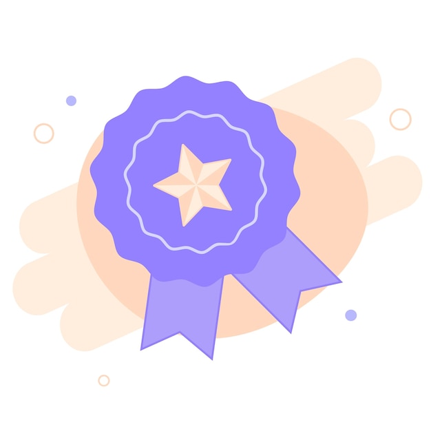 Medal award with star icon in a flat cartoon design Vector