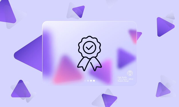 Medal line icon Gong award achievement diploma first place pedestal tick checkmark reward prize premium Trophy concept Glassmorphism style Vector line icon for Business and Advertising