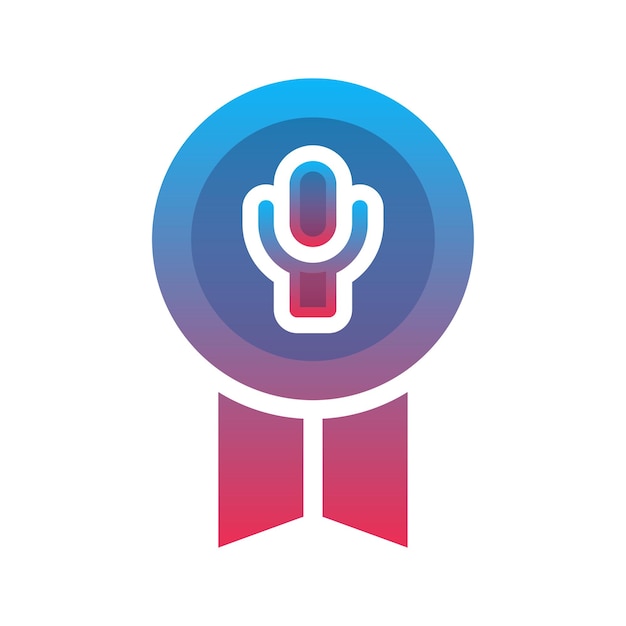 Medal mic logo gradient design template icon