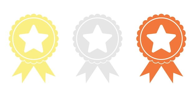 Medals for Awards. Set of medals with star icon.Championship Place 1,2,3 .Set of Trophy medal.Vector