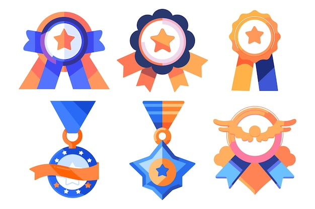 Medals for winners in UX UI flat style isolated on background