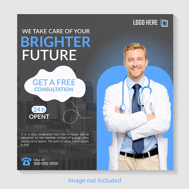 Vector media healthcare social media post design