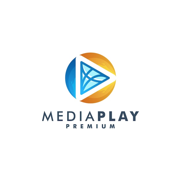 Media logo design. play icon vector logotype