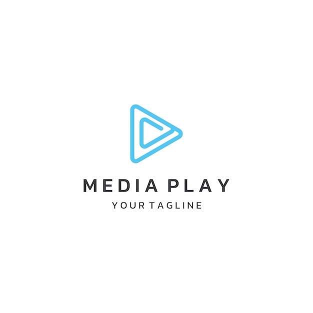 Media logo play button with modern triangle the logo can be used for multimedia printing technology and other businesses