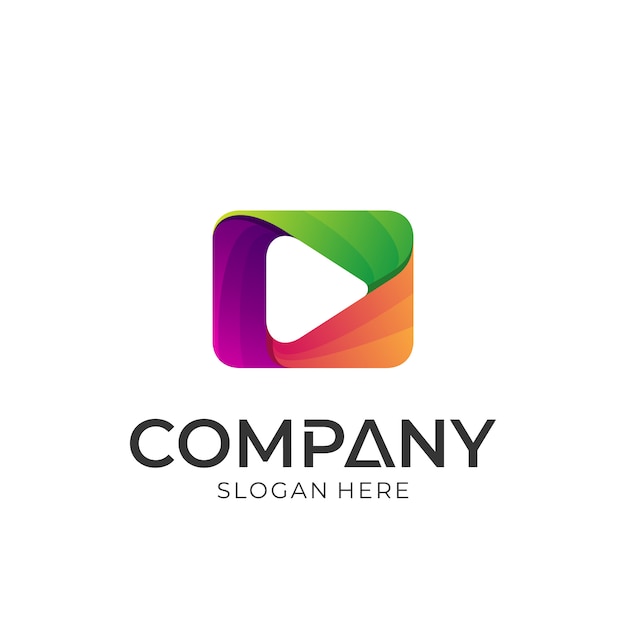 Media play colorful logo design