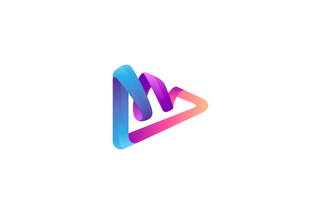 Media Play Letter M Logo Design