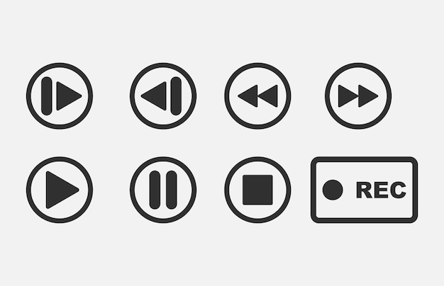 Media player buttons collection vector design elements