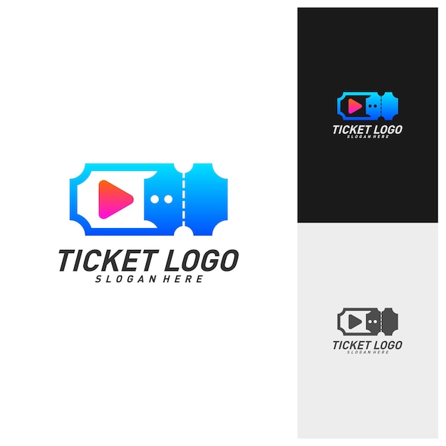 Media Ticket Logo Design Vector Movie Play Ticket logo template Emblem Creative design Icon symbol concept