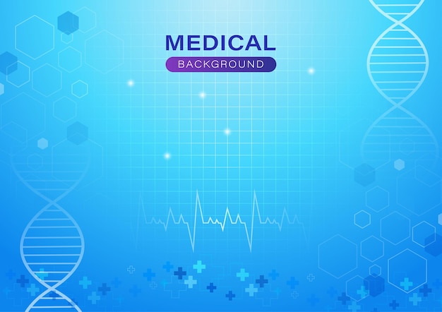 Medical abstract background with concept in blue light DNA and heart rate