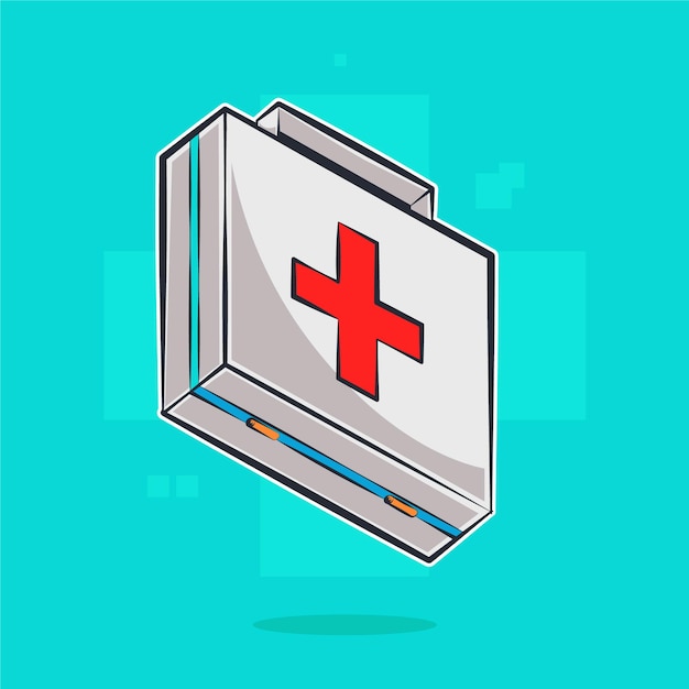 Medical box cartoon illustration 