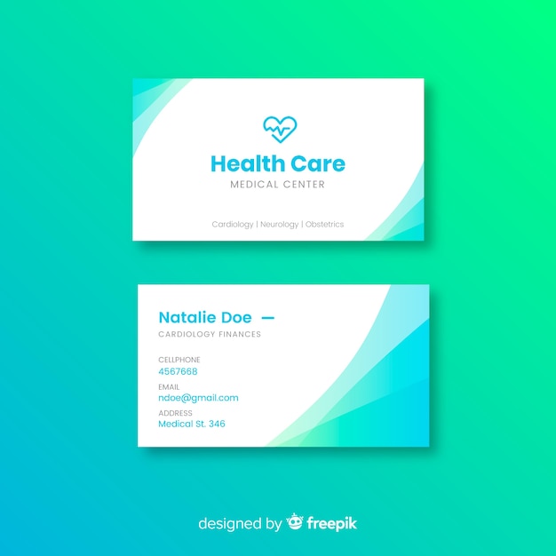 Medical business card template with modern style