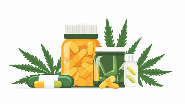 Medical Cannabis Concept with Drug Oils and Pills