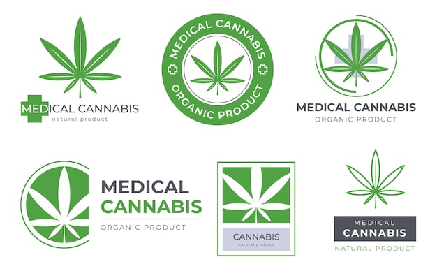 Medical cannabis icons Medicinal drugs to relieve the symptoms of the disease