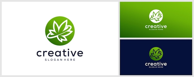 Vector medical cannabis logo design template