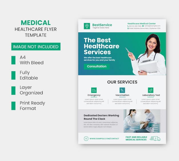 Medical care poster and flyer template design