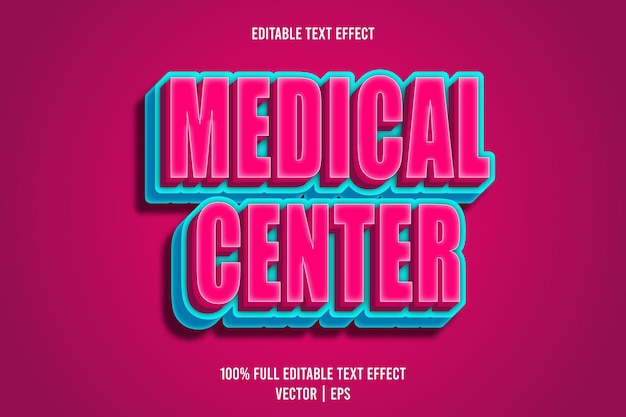 Medical center editable text effect emboss cartoon style