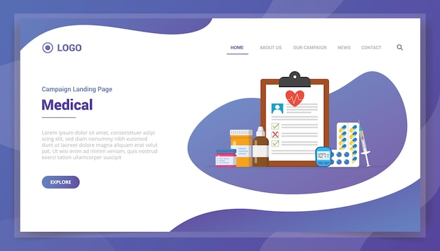 Medical concept for website template landing homepage vector illustration