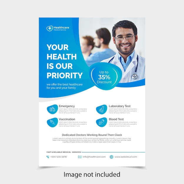 Medical Corporate healthcare and medical cover a4 flyer design template Premium Vector