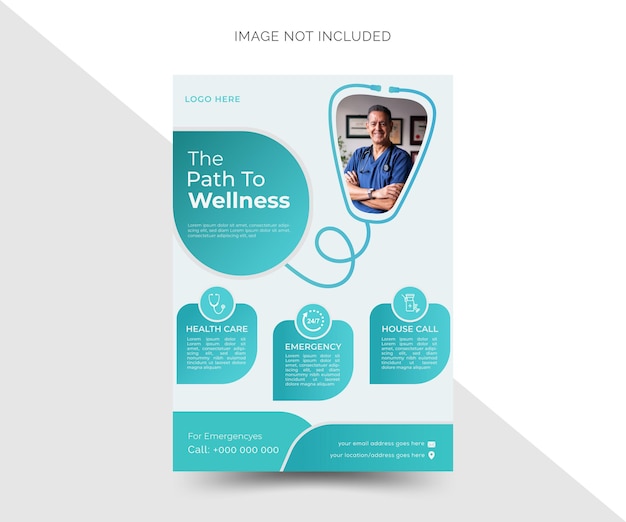 Vector medical and corporate healthcare treatment flyer design medicine brochure and leaflet template