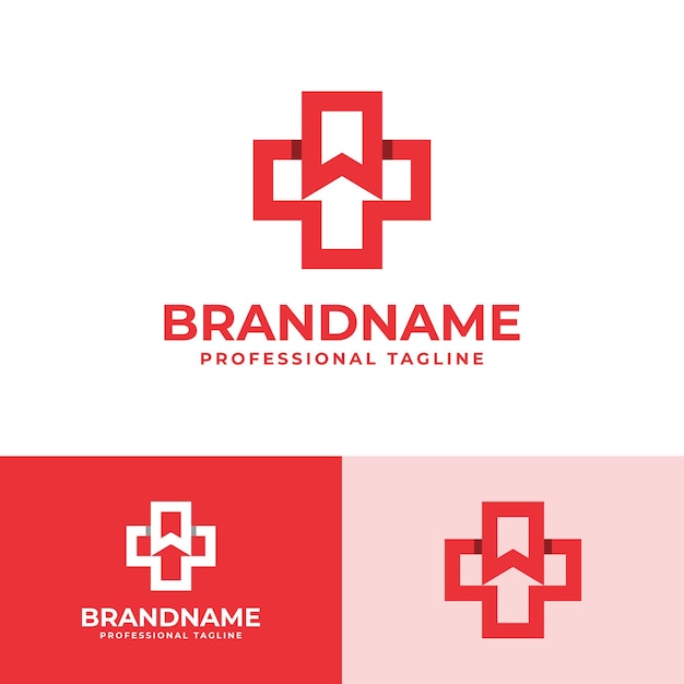 Medical Cross Bookmark and Arrow Logo suitable for business related to Medical Cross Bookmark and Arrow