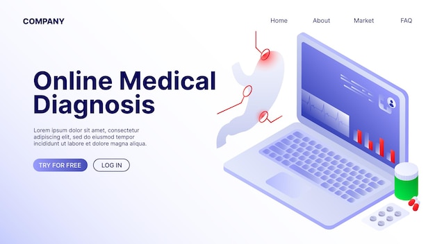 Medical Diagnosis Online Landing Page White Illustration