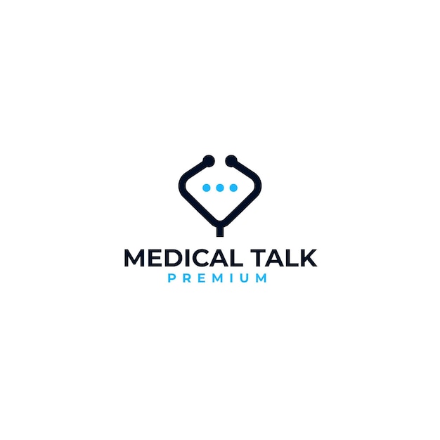 Medical doctor chat talk with with stethoscope logo vector icon illustration