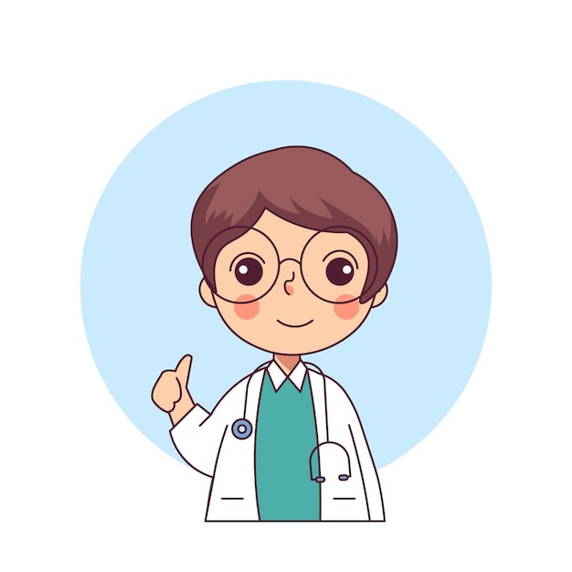 Medical Doctor Cute Character Design Flat Line Style