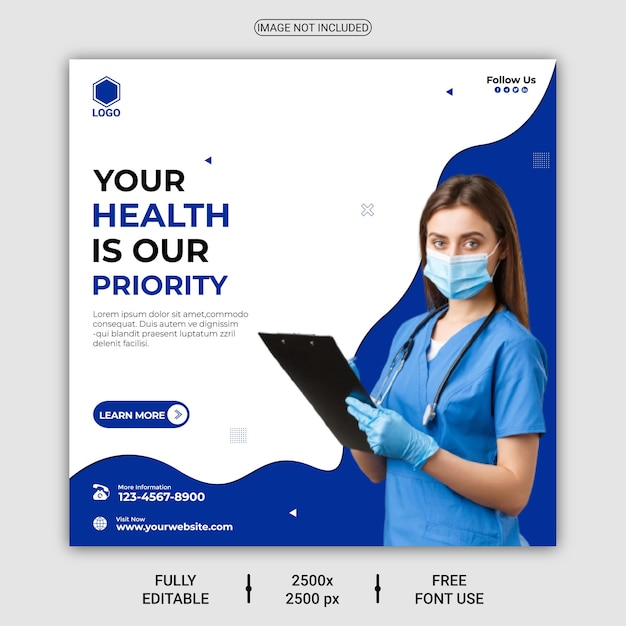 Medical doctor and healthcare consultant social media Instagram post template design