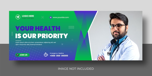 Medical doctor healthcare social media facebook cover and web banner design template