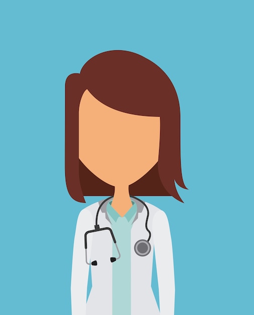 medical doctor woman cartoon icon 