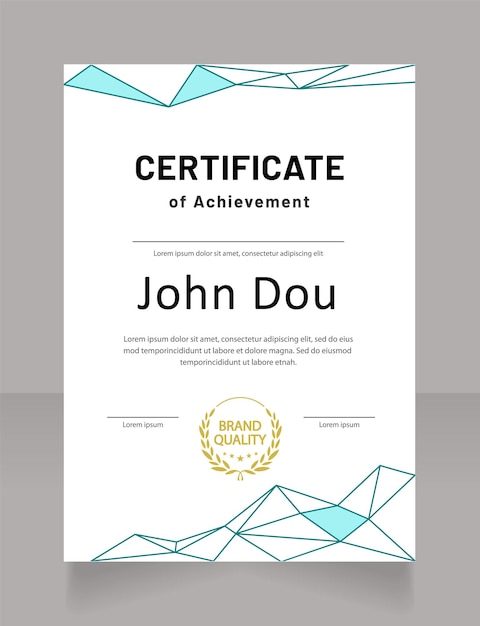 Medical education achievement certificate design template