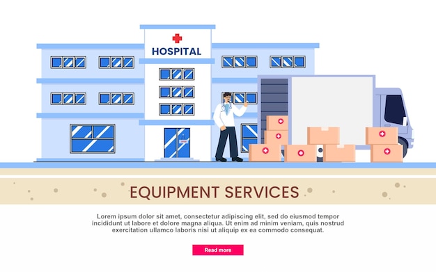 Medical Equipment services. Medicine and healthcare services by cargo truck.