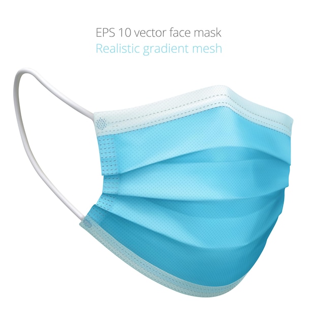 medical face mask with a light blue realistic texture for overlay on a photo portraits