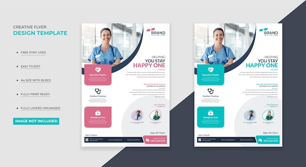 Medical flyer design for stay happy one easy to customize