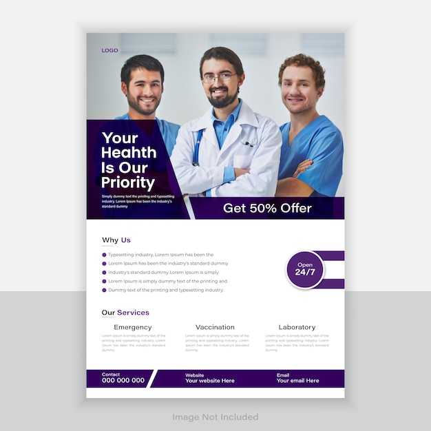 Medical Flyer Or Dl Flyer And Rack Card Design Template and Medical Brochure Design