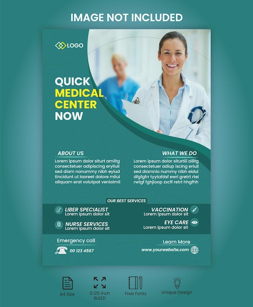 Medical flyer template premium vector image