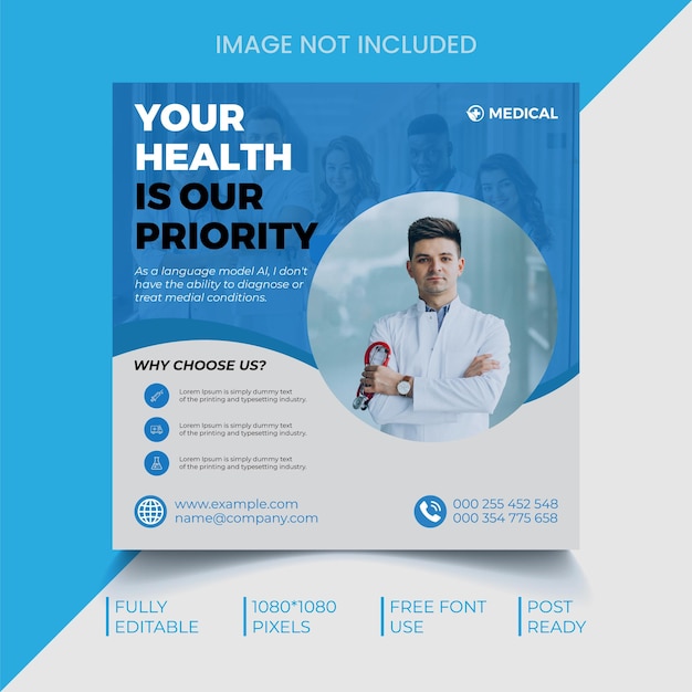 A medical flyer that says your health is our priority