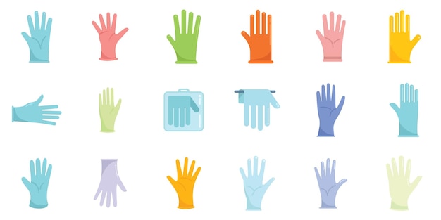 Medical gloves icons set flat vector Care clinic