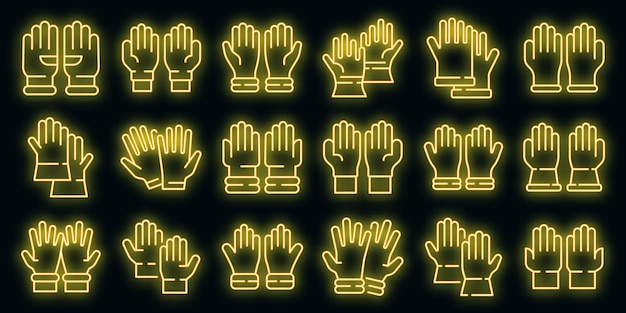 Medical gloves icons set vector neon