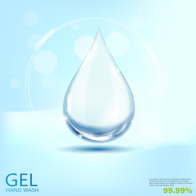 Medical hand wash Gel ads, clear bottle in 3d illustration