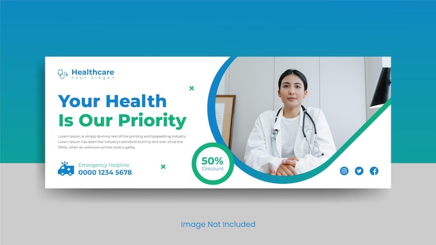 Medical health care facebook cover design template