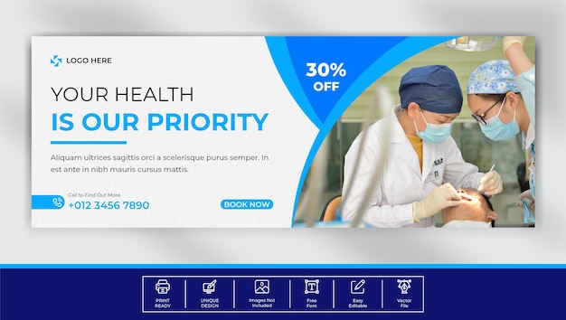 Medical Health Care Facebook Cover Template Design