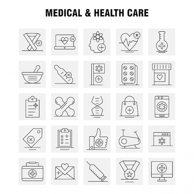 Medical And Health Care Line Icon set 