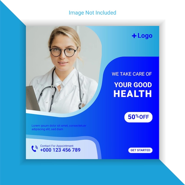 Medical health care social media banner template designed by