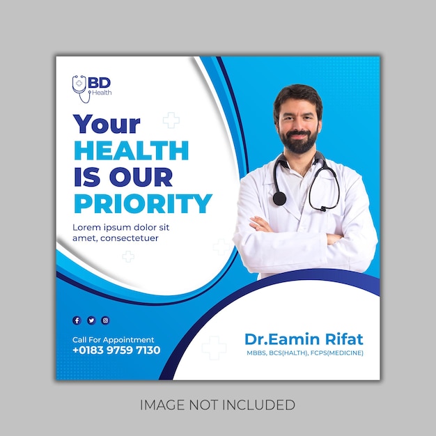 Medical health consultant banner template for social media post and ad