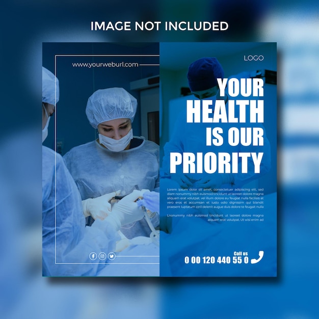 Medical health consultant social media and Instagram post banner or square template