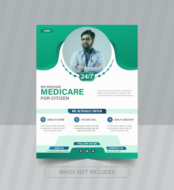 Medical health flyer design template dental clinic presentation brochure poster