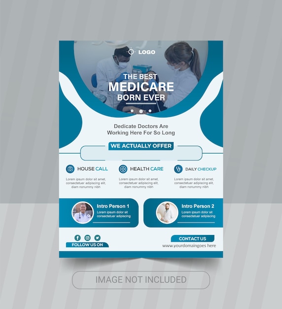 Medical health flyer design template dental clinic presentation brochure poster