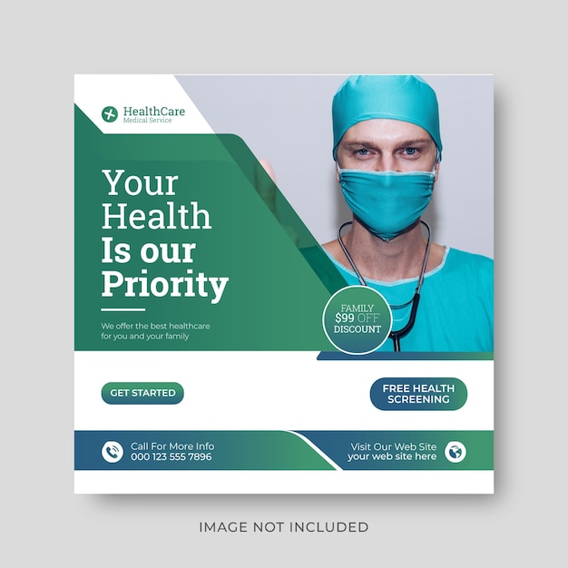 Medical health flyer social media and Instagram post template